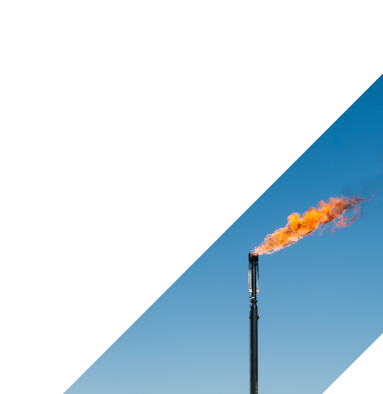 A picture of a flare stack at an oil and gas facility. Ecotec offers the only end-to-end solution for greenhouse gas monitoring and reporting for global oil and gas operations.