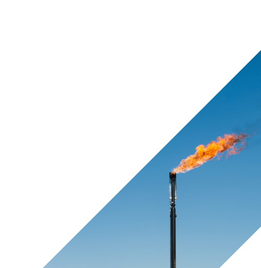 A picture of a flare stack at an oil and gas facility. Ecotec offers the only end-to-end solution for greenhouse gas monitoring and reporting for global oil and gas operations.