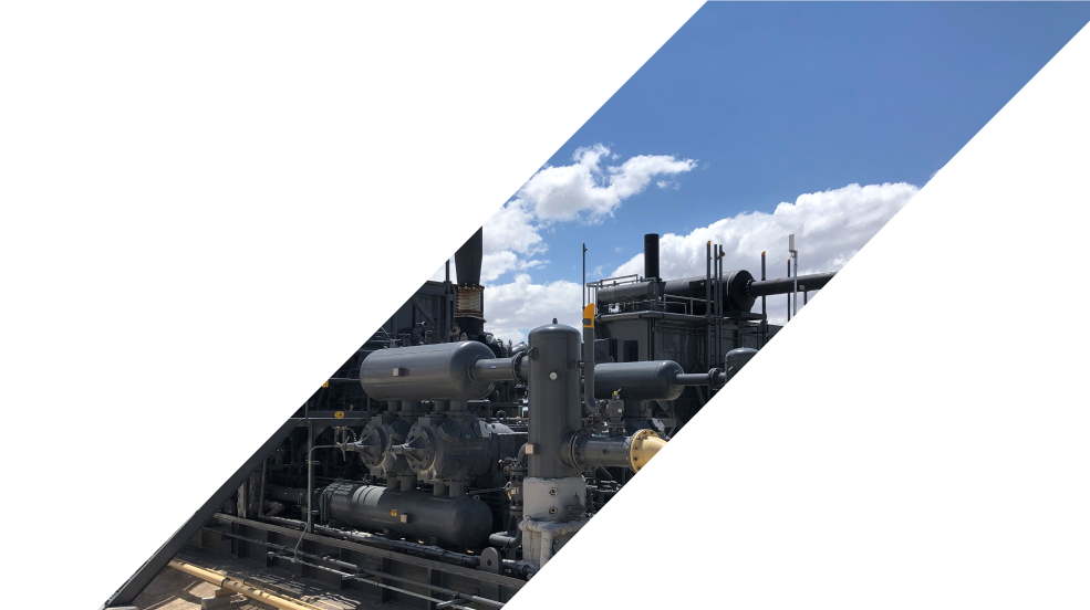 A picture of an oil and gas facility. Ecotec offers the only end-to-end solution for greenhouse gas monitoring and reporting for global oil and gas operations.
