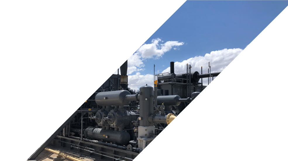 A picture of an oil and gas facility. Ecotec offers the only end-to-end solution for greenhouse gas monitoring and reporting for global oil and gas operations.