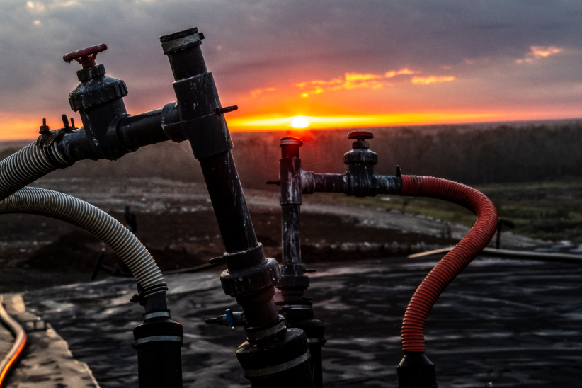 A picture of landfill infrastructure at sunset. Ecotect provides specialized equipment for emission monitoring, leak detection, and integrated reporting.